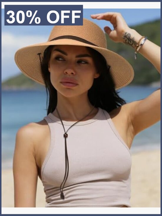 Wide Brim UPF 50+ Sun Hat with Adjustable Chin Strap Foldable